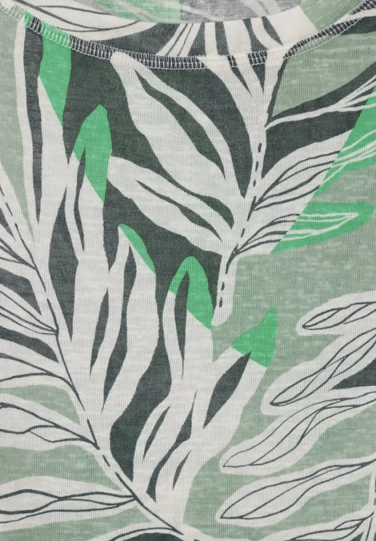 T-Shirt in Leinen Optik soft salvia green