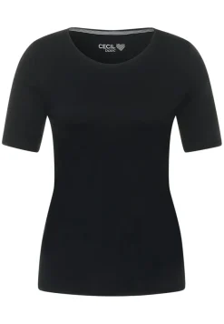 T-Shirt in Unifarbe black