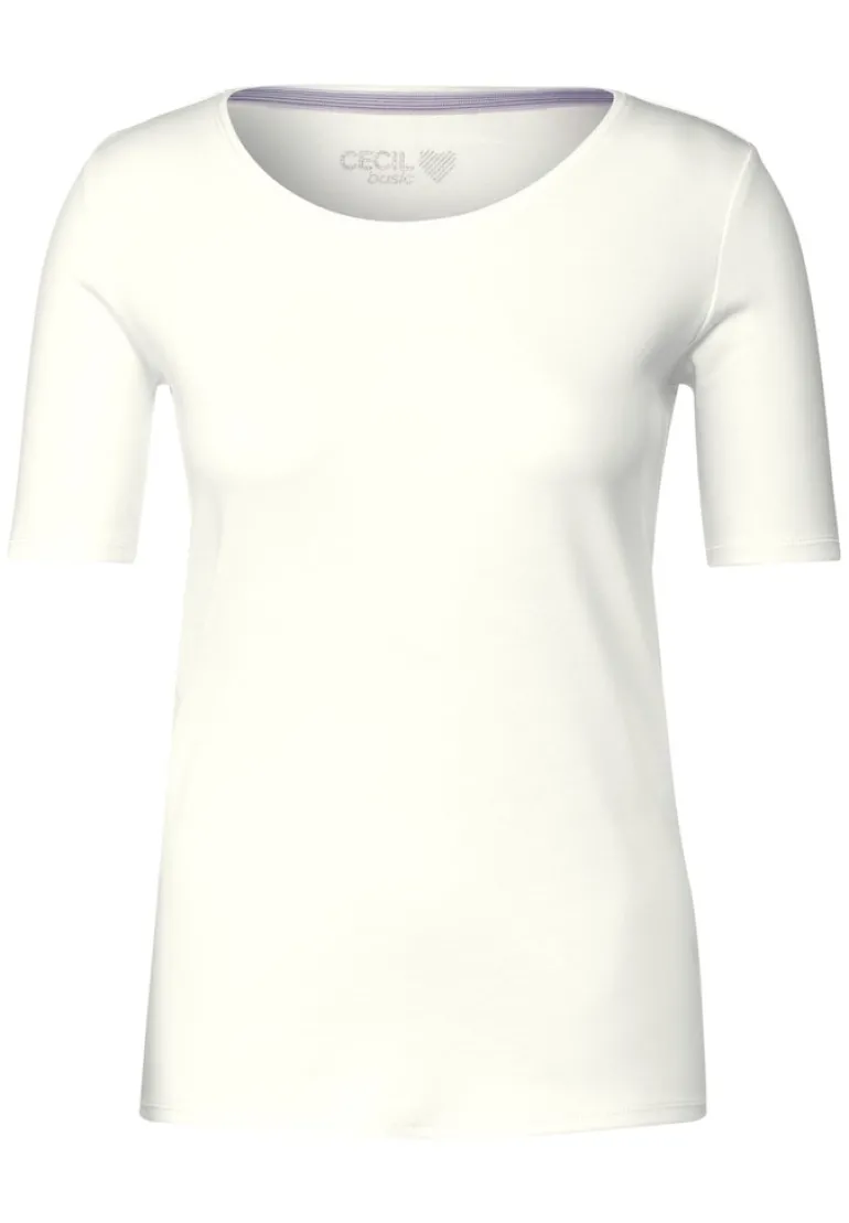 T-Shirt in Unifarbe vanilla white