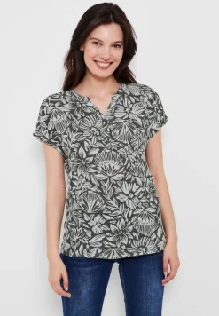 T-Shirt mit Blumenmuster easy khaki