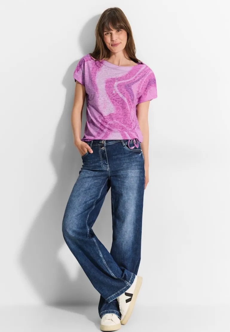 T-Shirt mit Burn Out Look bloomy pink