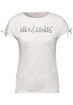 T-Shirt mit Burn-Out Muster vanilla white