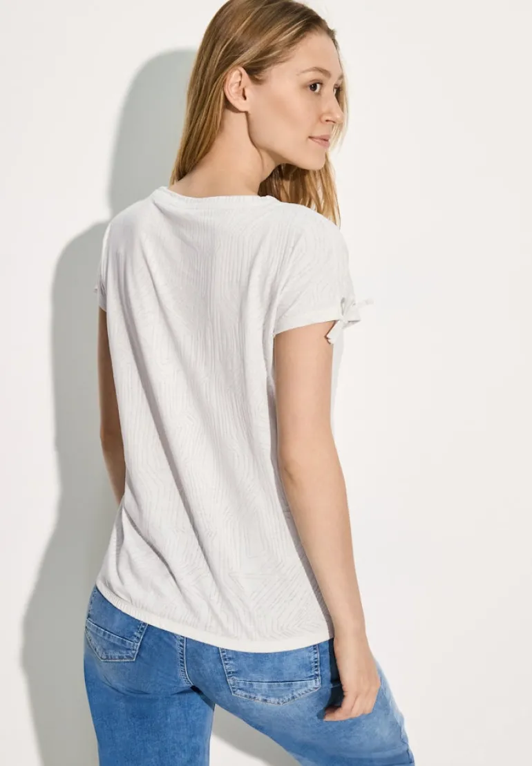 T-Shirt mit Burn-Out Muster vanilla white