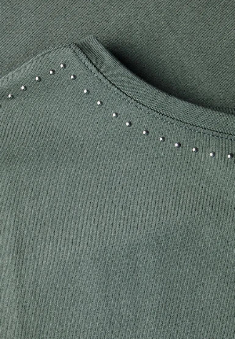 T-Shirt mit Dekosteinen dark balmy khaki