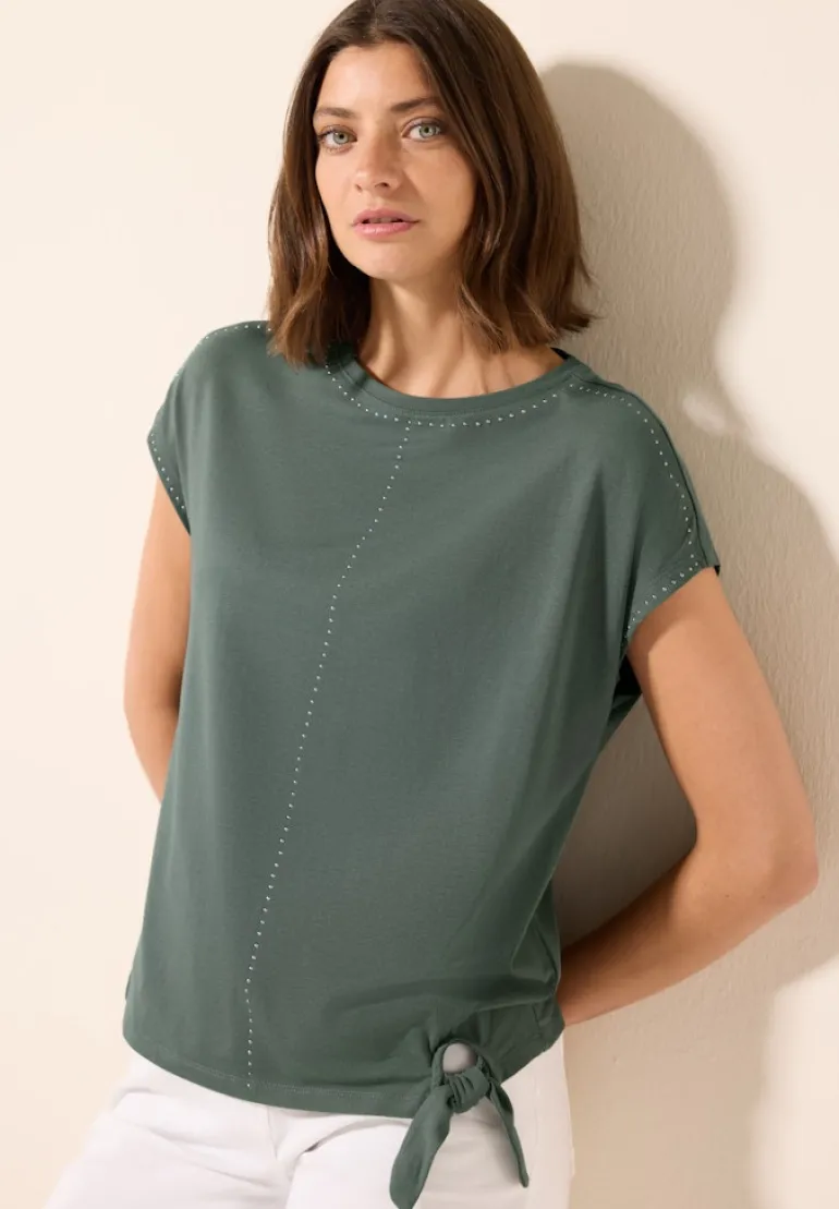T-Shirt mit Dekosteinen dark balmy khaki