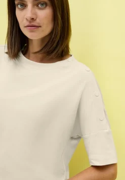 T-Shirt mit Knopfdetail light beige