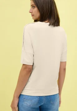 T-Shirt mit Knopfdetail light beige