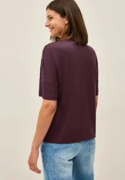 T-Shirt mit Knopfdetail mulberry red