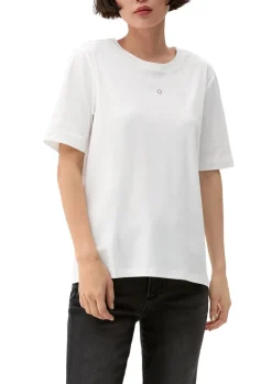 T-Shirt mit Logostickerei creme