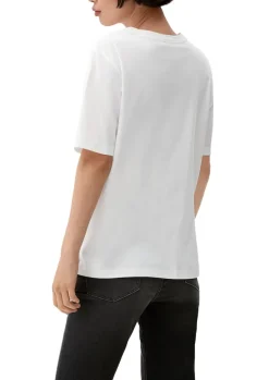 T-Shirt mit Logostickerei creme