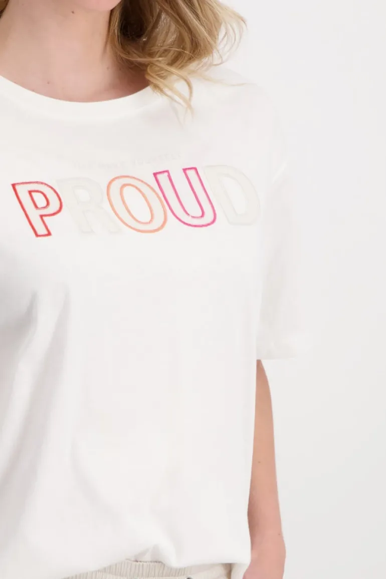 T-Shirt mit Pailletten Stickerei off-white