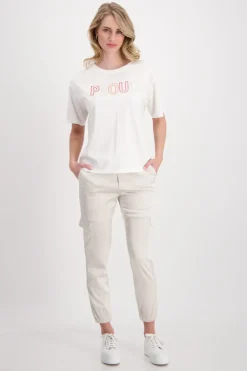 T-Shirt mit Pailletten Stickerei off-white