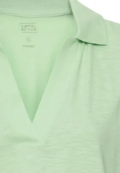 T-Shirt mit Polokragen aus Organic Cotton pistaccio