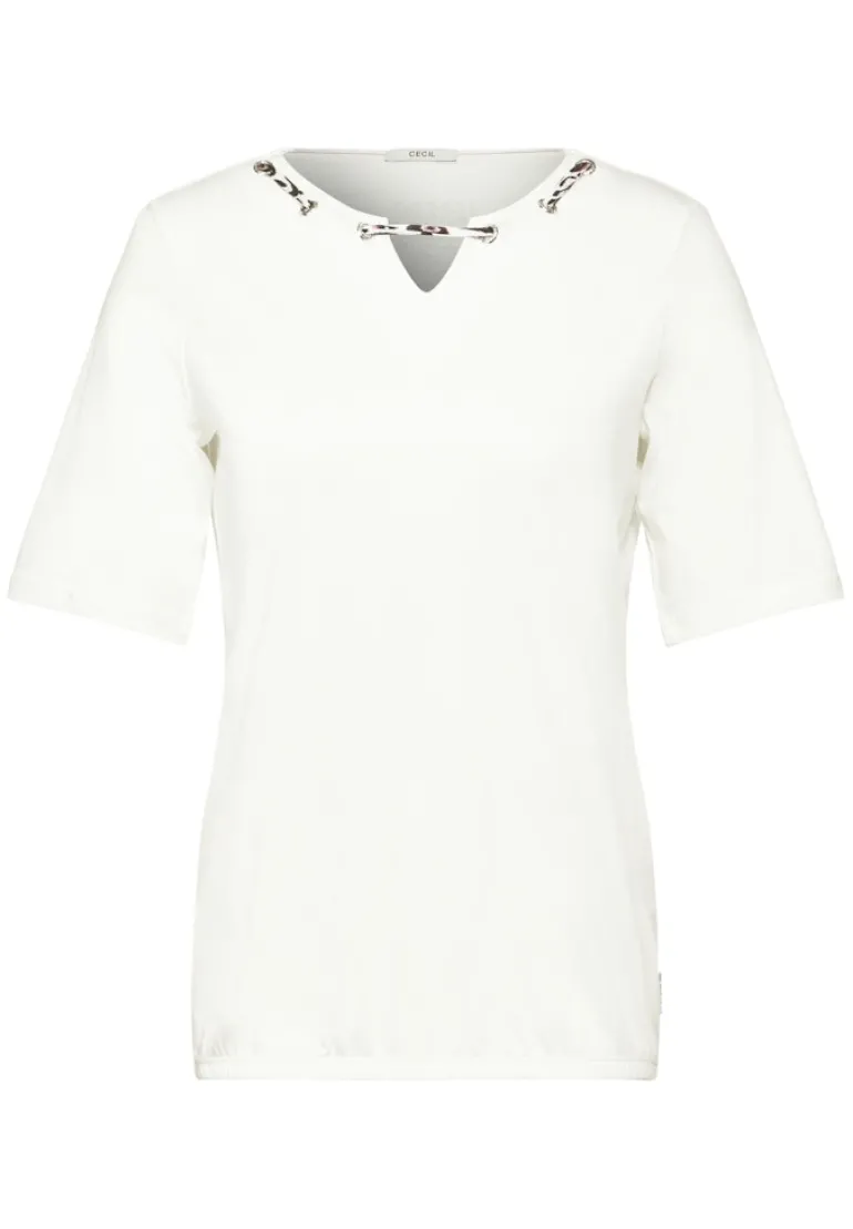 T-Shirt mit Print Detail vanilla white