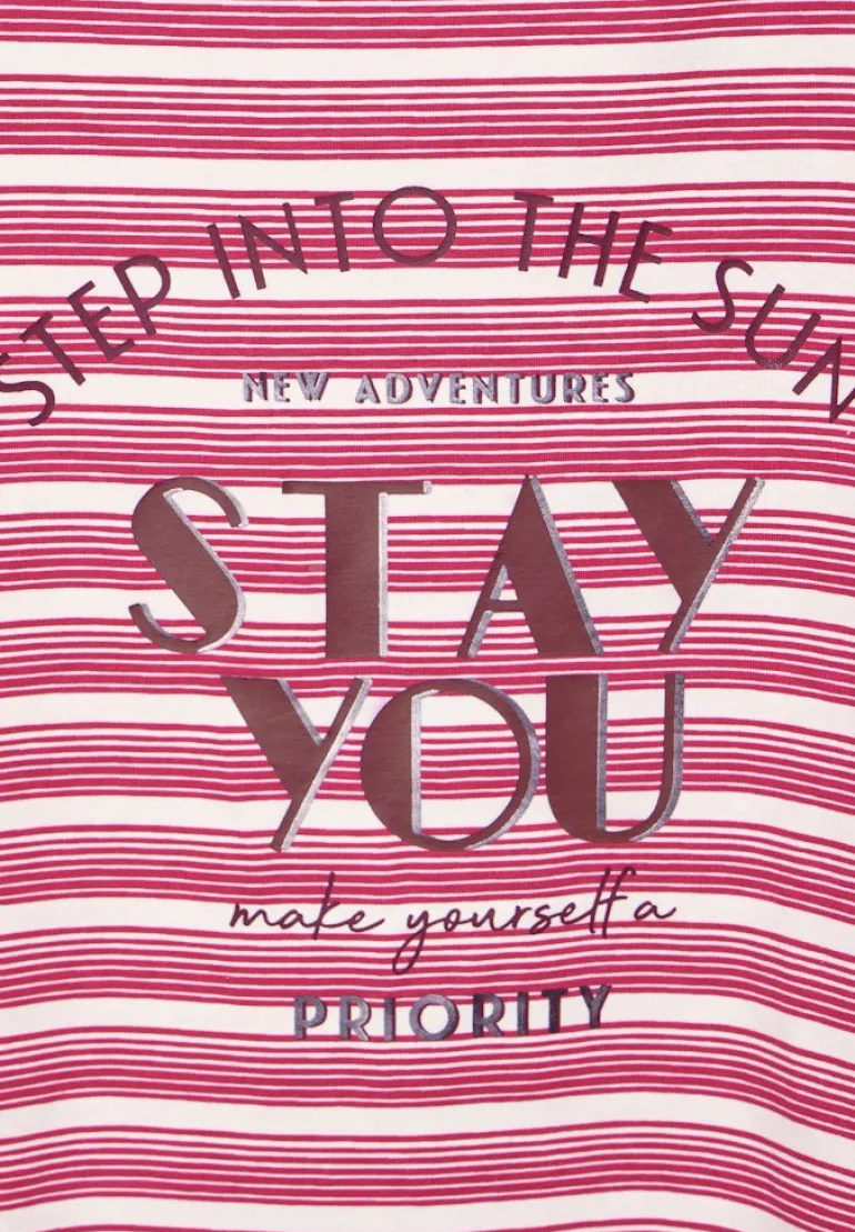 T-Shirt mit Streifenmix pink sorbet
