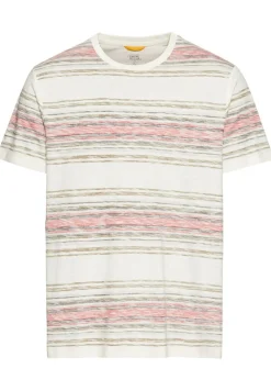 T-Shirt mit Streifenmuster aus Baumwolle sunfaded red