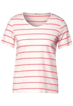 T-Shirt mit Streifenmuster bright coral