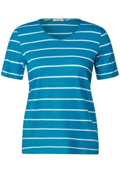 T-Shirt mit Streifenmuster caribbean blue