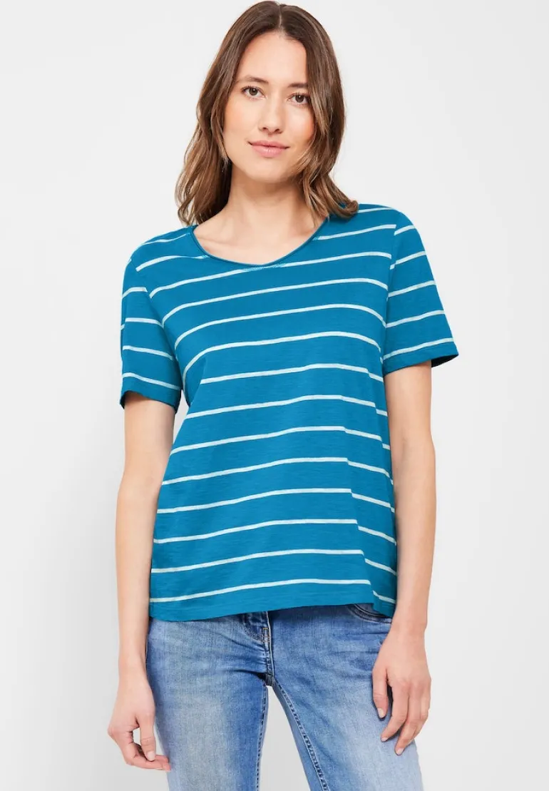 T-Shirt mit Streifenmuster caribbean blue
