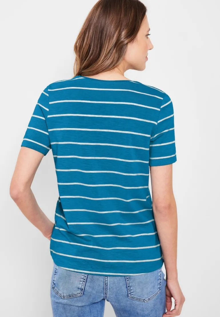 T-Shirt mit Streifenmuster caribbean blue