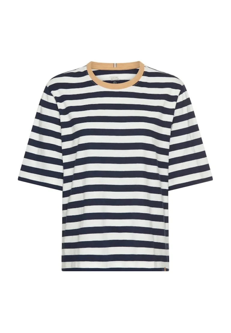 T-Shirt mit Streifenmuster ink blue