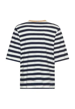 T-Shirt mit Streifenmuster ink blue