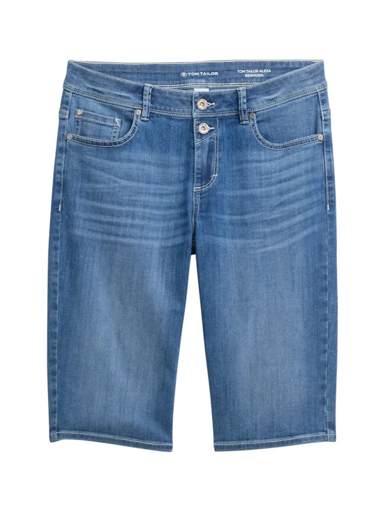 TTALEXA SLIM BERMUDA Jeans Shorts clean mid stone blue denim