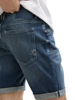 TTJOSH REGULAR SLIM Jeans Shorts used dark stone blue denim