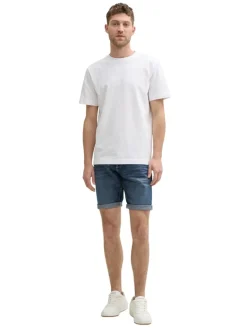 TTJOSH REGULAR SLIM Jeans Shorts used dark stone blue denim