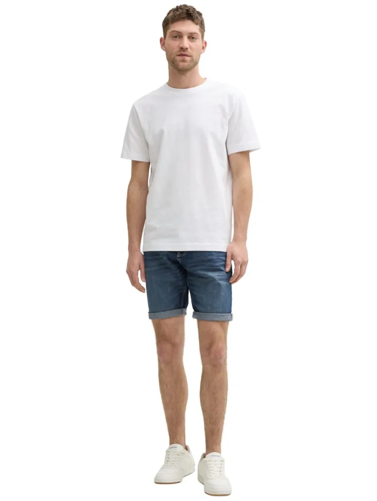 TTJOSH REGULAR SLIM Jeans Shorts used dark stone blue denim