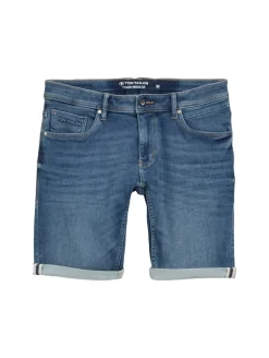 TTJOSH REGULAR SLIM Jeans Shorts mit Superstretch used mid stone blue denim