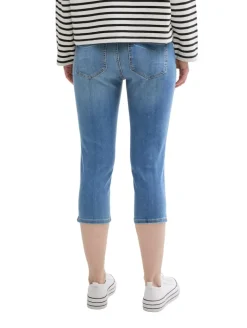 TTKATE SLIM CAPRI Jeans light stone wash denim