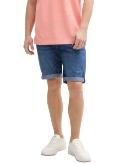 TTPIERS SLIM Jeans Shorts mit Stretch used dark stone blue denim