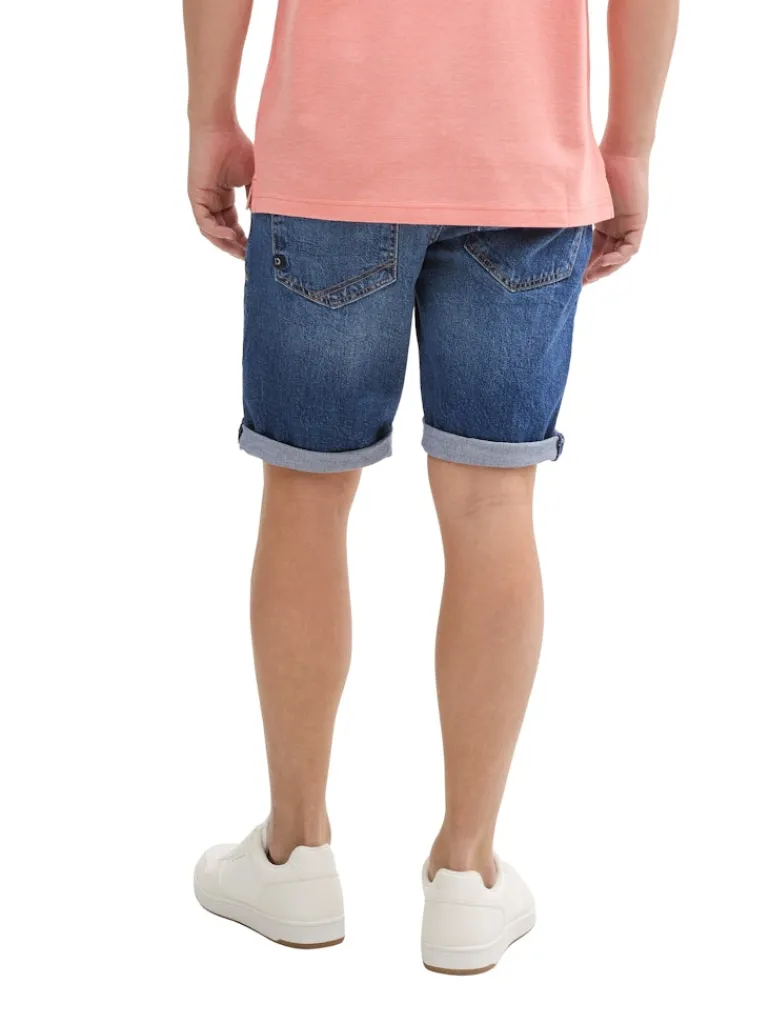 TTPIERS SLIM Jeans Shorts mit Stretch used dark stone blue denim