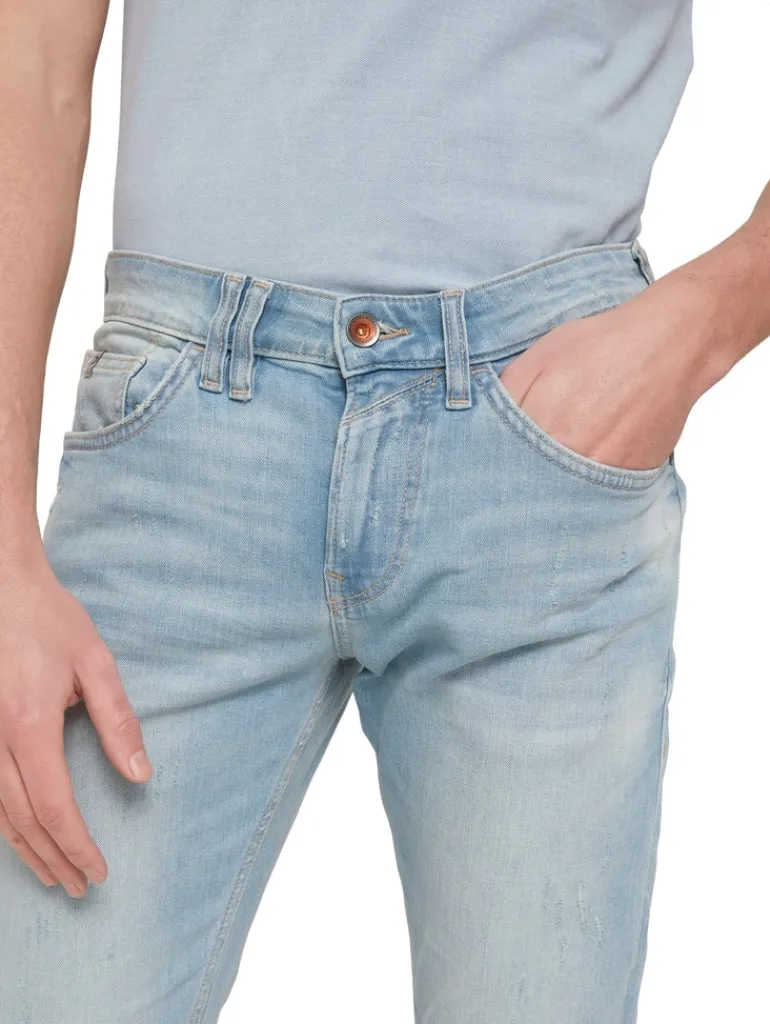 TTPIERS Slim Jeans used bleached blue denim