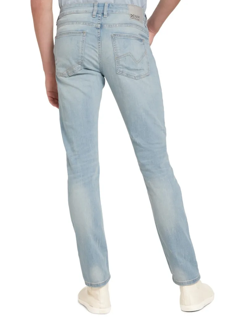TTPIERS Slim Jeans used bleached blue denim