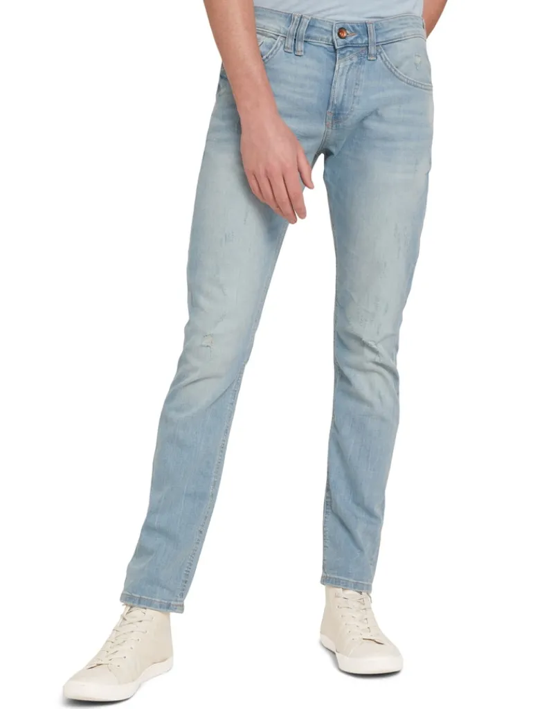 TTPIERS Slim Jeans used bleached blue denim