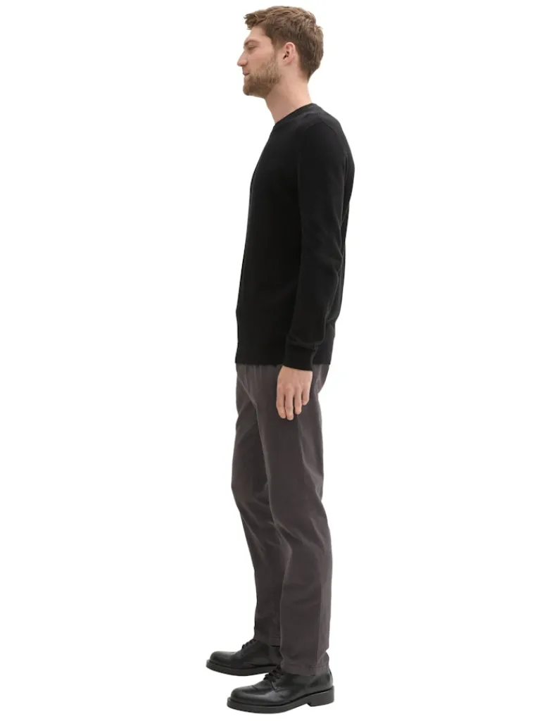 TTTRAVIS SLIM Chino Hose mit Gürtel grey black zig zag structure