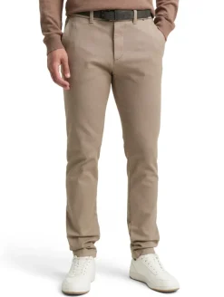 TTTRAVIS SLIM Chino Hose mit Gürtel beige brown zig zag structure