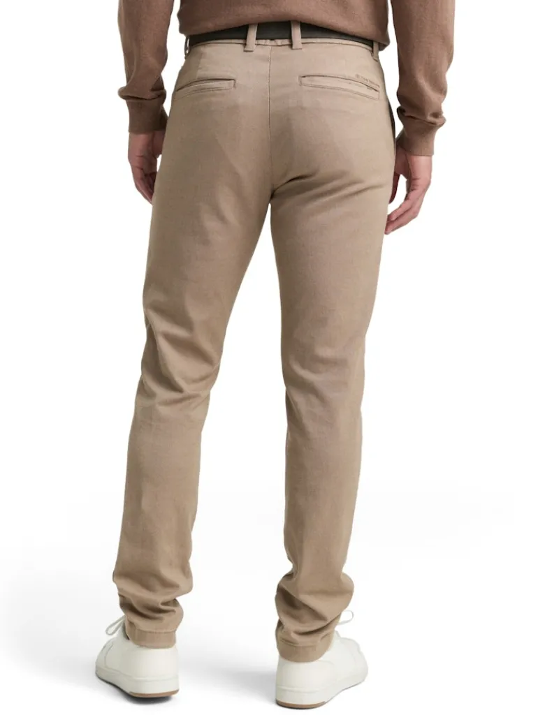 TTTRAVIS SLIM Chino Hose mit Gürtel beige brown zig zag structure