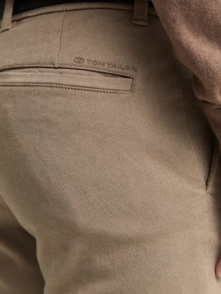 TTTRAVIS SLIM Chino Hose mit Gürtel beige brown zig zag structure