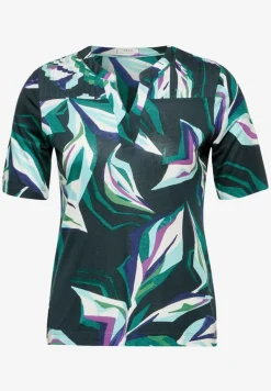Tunika-Shirt mit Print fir green