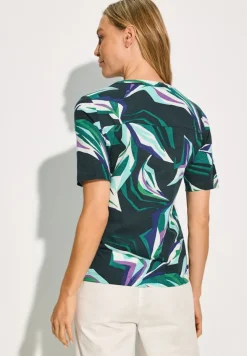 Tunika-Shirt mit Print fir green