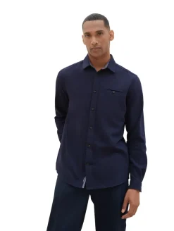 Twill-Hemd mit Struktur sky captain blue