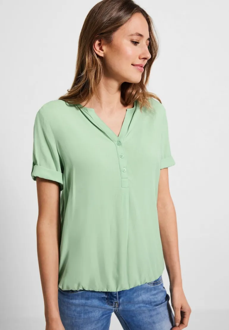 Unifarbene Basic Bluse fresh salvia green