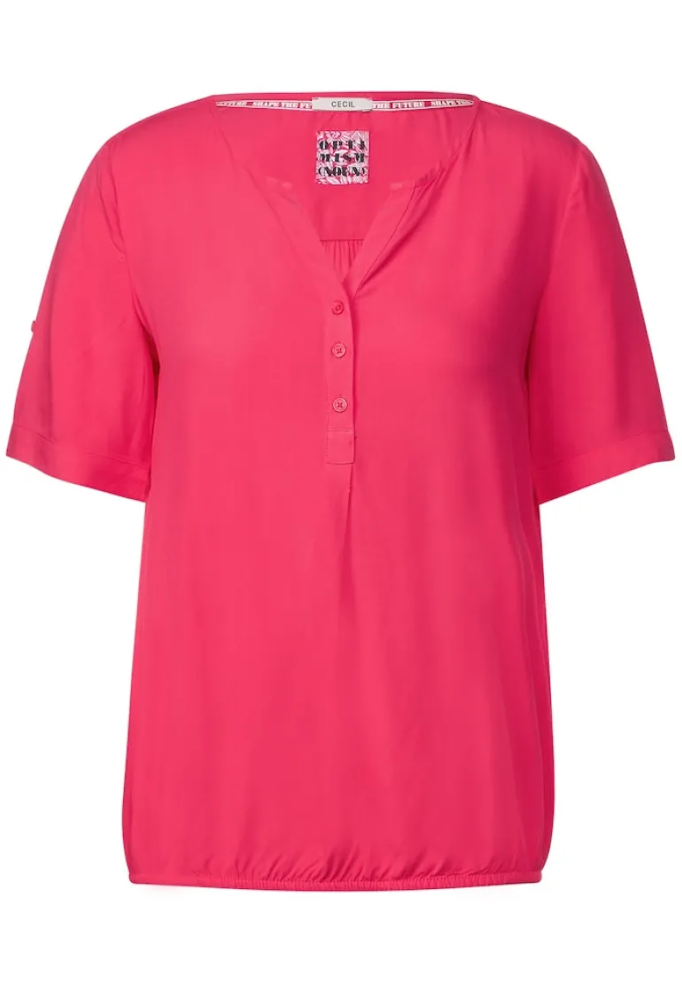 Unifarbene Basic Bluse strawberry red
