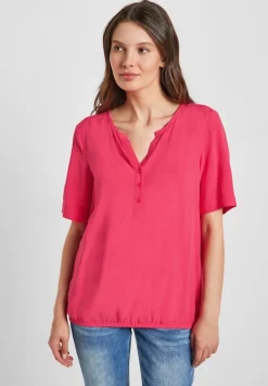 Unifarbene Basic Bluse strawberry red