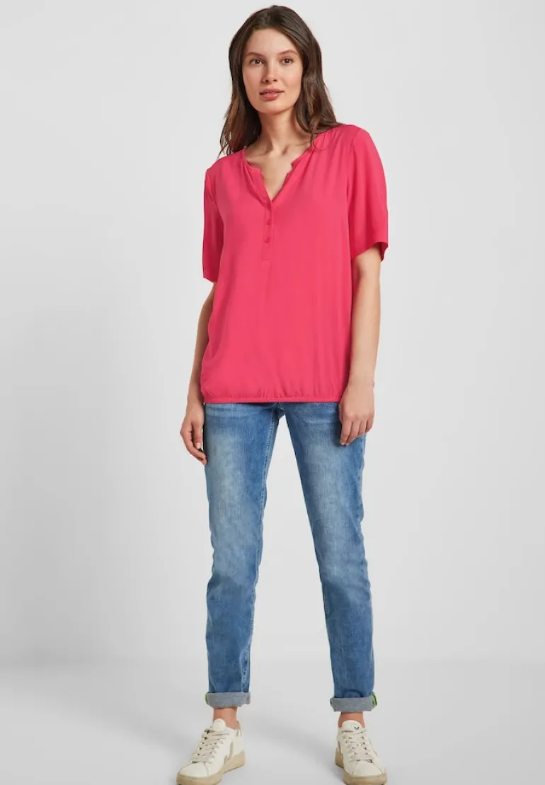 Unifarbene Basic Bluse strawberry red