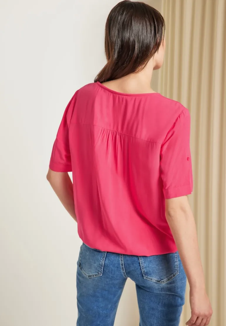 Unifarbene Basic Bluse strawberry red