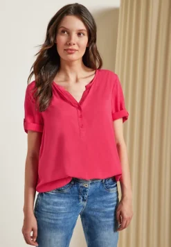 Unifarbene Basic Bluse strawberry red